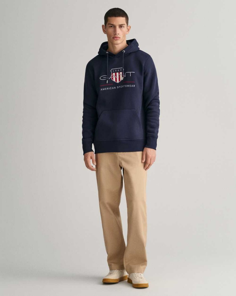 Gant Archive Shield Men's Hoodie Evening Blue | COJLA-7984