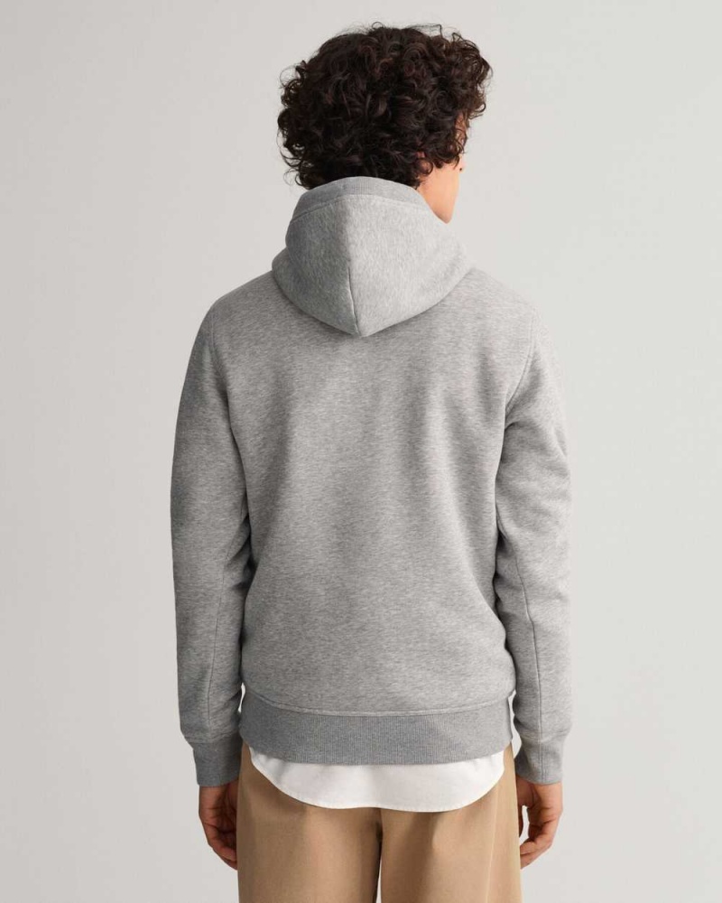 Gant Archive Shield Men's Hoodie Grey Melange | WXSRZ-4976