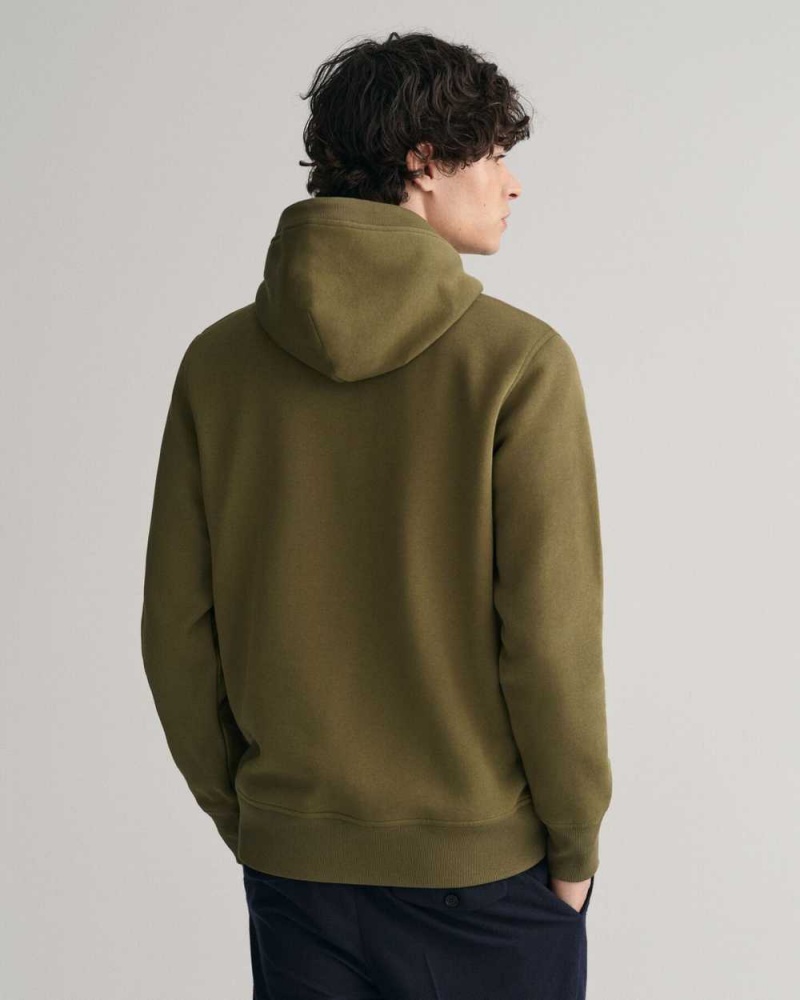 Gant Archive Shield Men's Hoodie Juniper Green | ZKRTB-4056