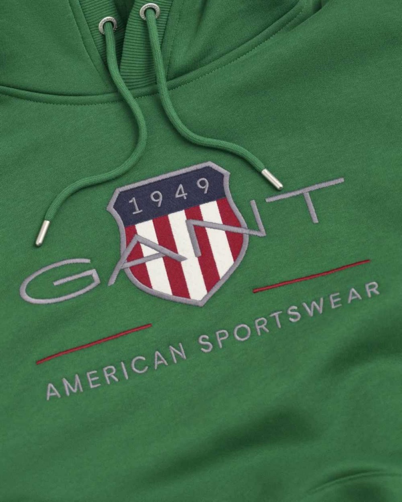 Gant Archive Shield Men's Hoodie Lavish Green | NXMPF-1605