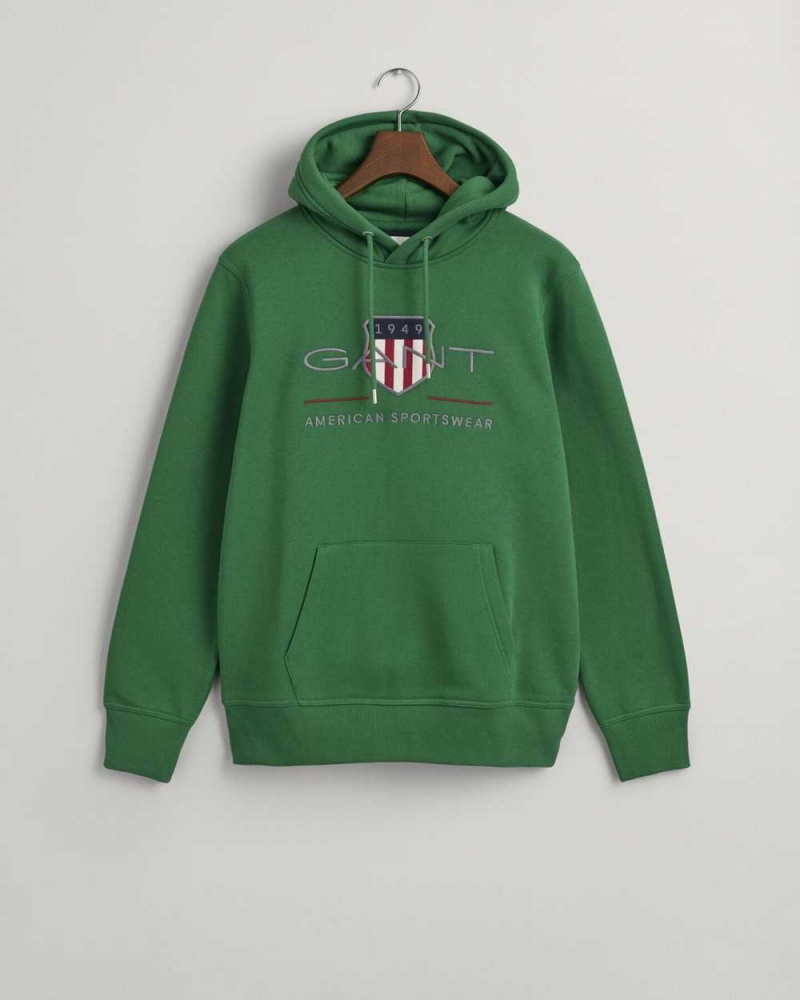 Gant Archive Shield Men\'s Hoodie Lavish Green | NXMPF-1605