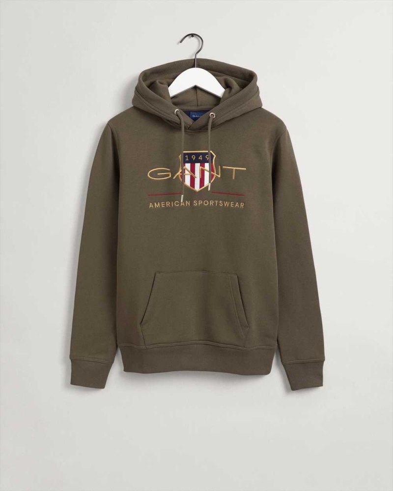 Gant Archive Shield Men's Hoodie Racing Green | ZBORA-3815