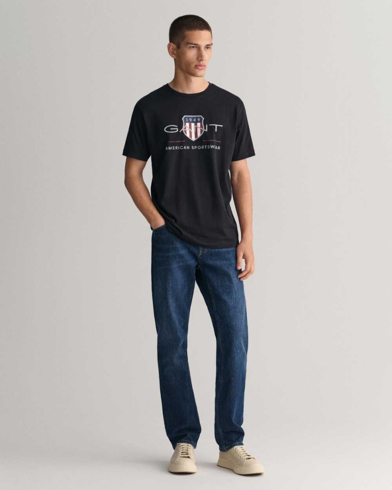 Gant Archive Shield Men's T-Shirt Black | LRJOP-3610