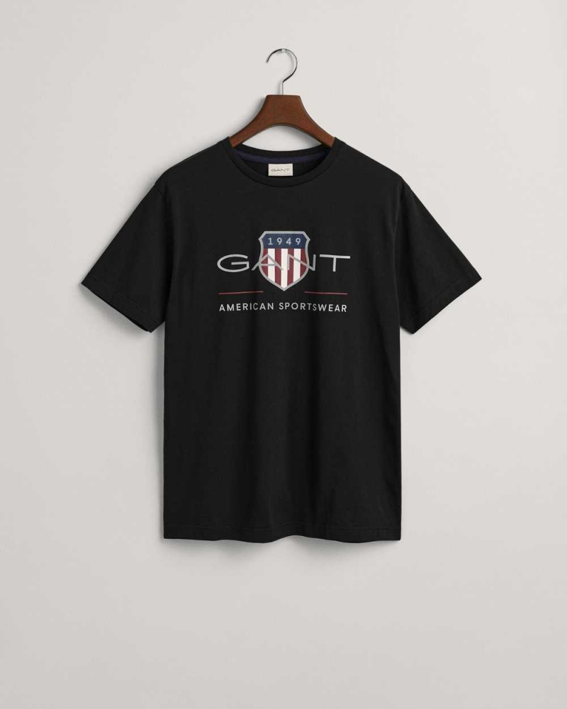 Gant Archive Shield Men's T-Shirt Black | LRJOP-3610