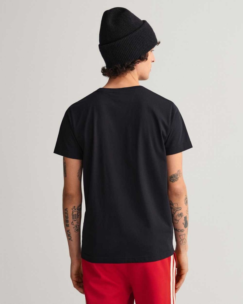 Gant Archive Shield Men's T-Shirt Black | PBRNJ-6905