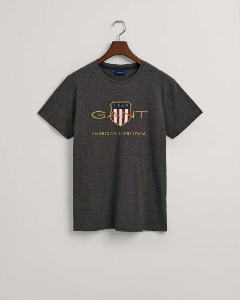 Gant Archive Shield Men's T-Shirt Dark Grey | LXFHM-4850