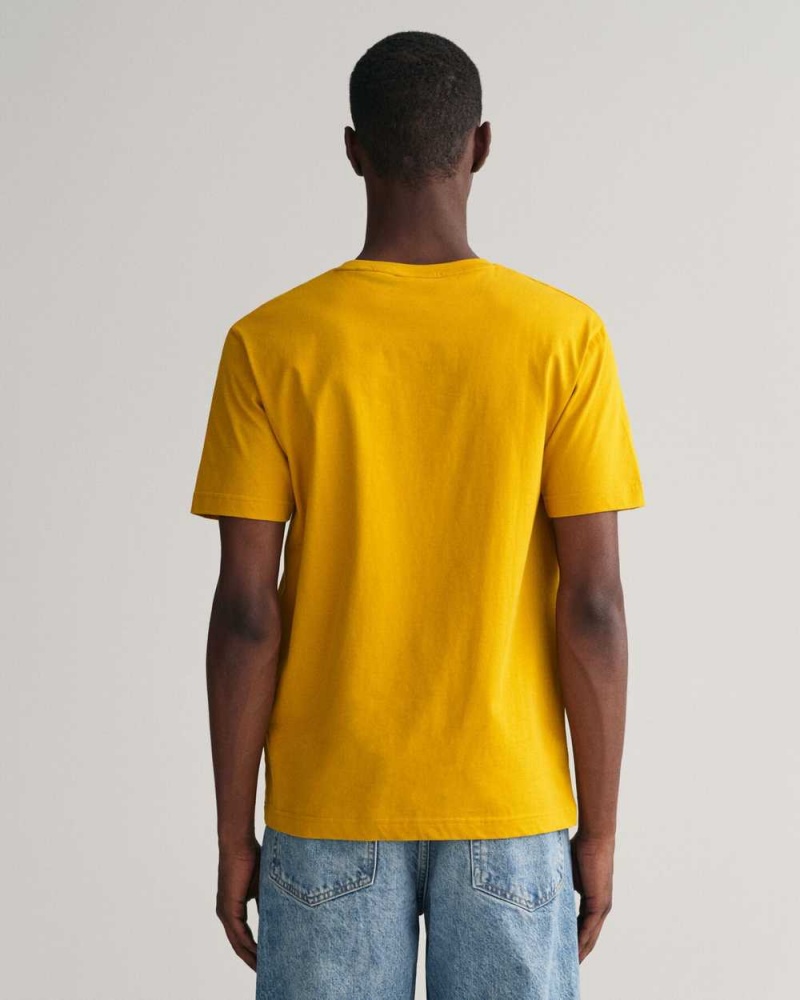 Gant Archive Shield Men's T-Shirt Dark Mustard Yellow | JIMFL-3576