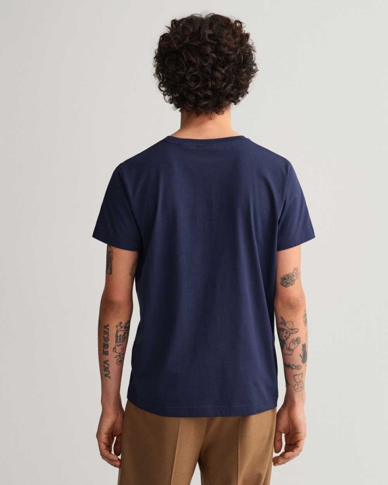 Gant Archive Shield Men's T-Shirt Evening Blue | YRNDP-3974