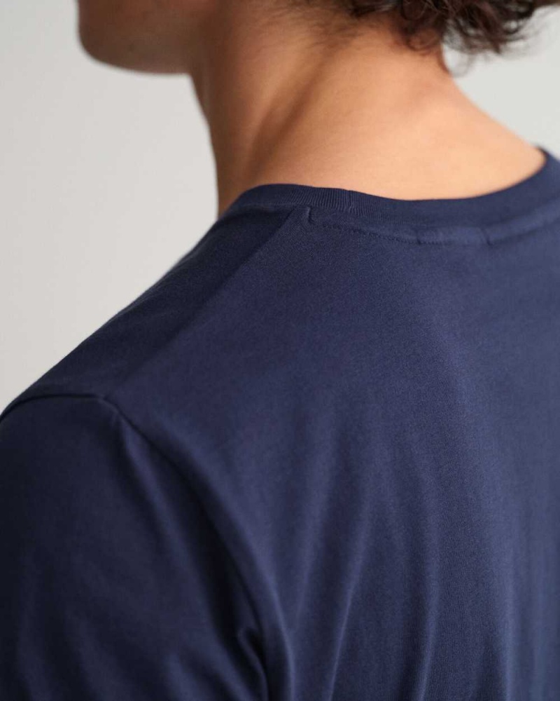 Gant Archive Shield Men's T-Shirt Evening Blue | YRNDP-3974