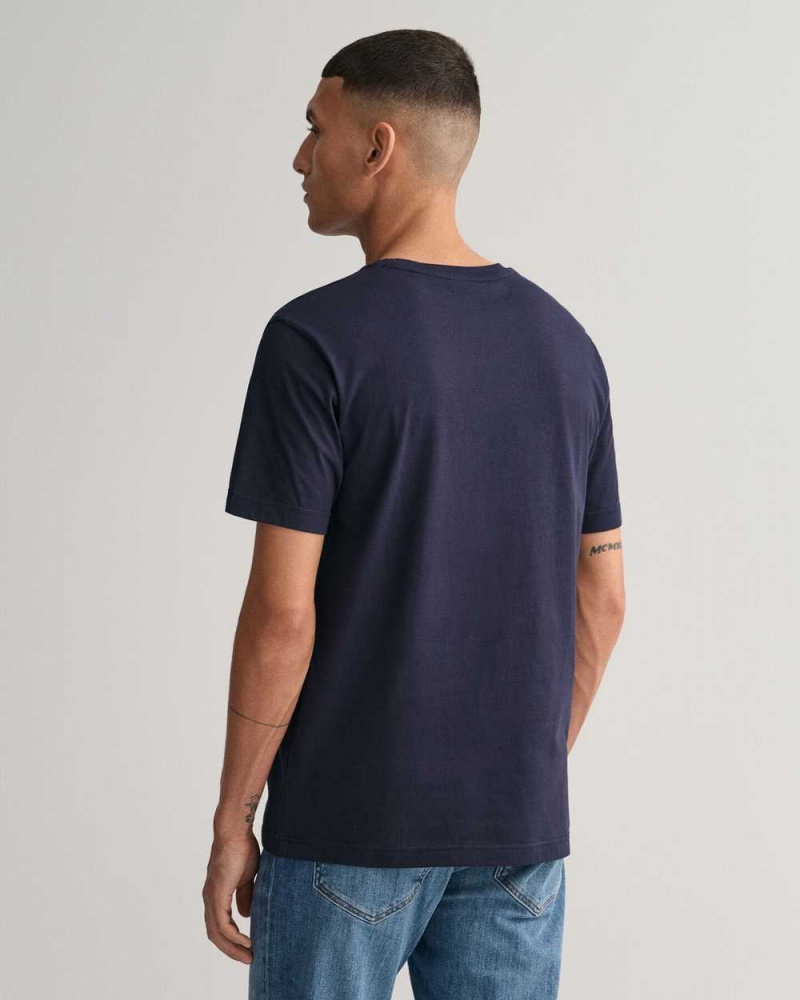 Gant Archive Shield Men's T-Shirt Evening Blue | EFGWH-4218