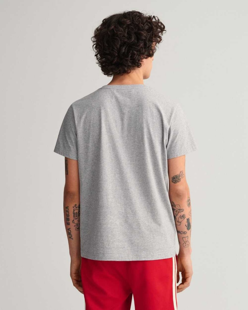 Gant Archive Shield Men's T-Shirt Grey Melange | GWYAE-9486