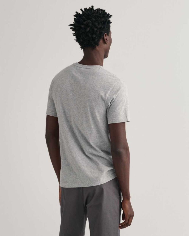 Gant Archive Shield Men's T-Shirt Grey Melange | IAFKN-7824