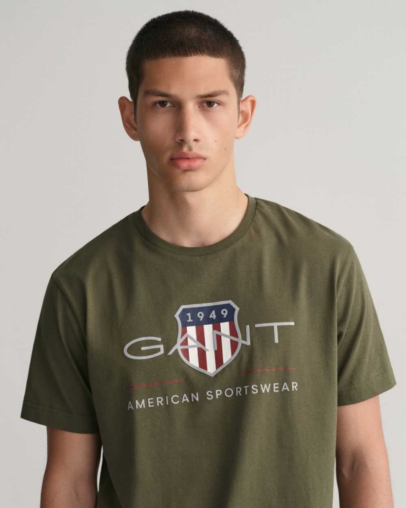 Gant Archive Shield Men's T-Shirt Juniper Green | OTSVD-4728