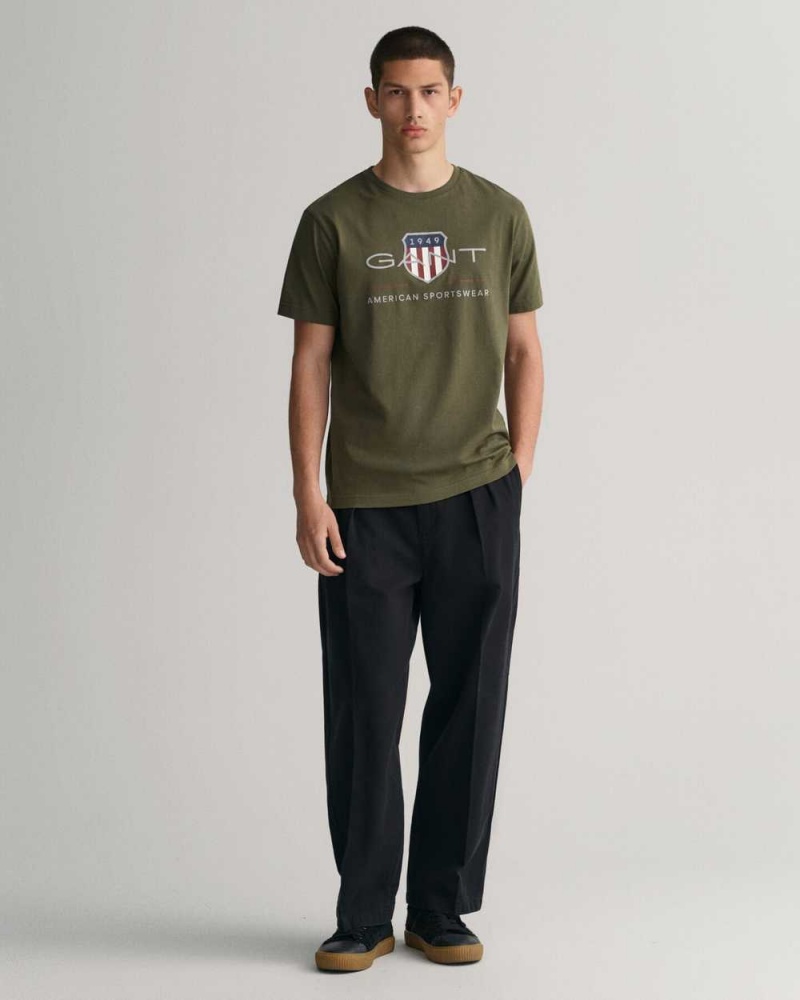 Gant Archive Shield Men's T-Shirt Juniper Green | OTSVD-4728