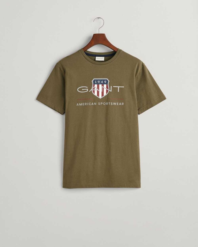 Gant Archive Shield Men's T-Shirt Juniper Green | OTSVD-4728