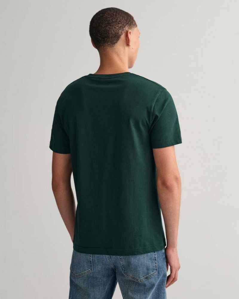 Gant Archive Shield Men's T-Shirt Tartan Green | COJPM-6453