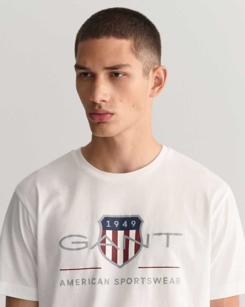 Gant Archive Shield Men's T-Shirt White | PDZNC-2738