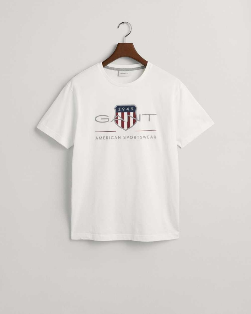 Gant Archive Shield Men's T-Shirt White | PDZNC-2738