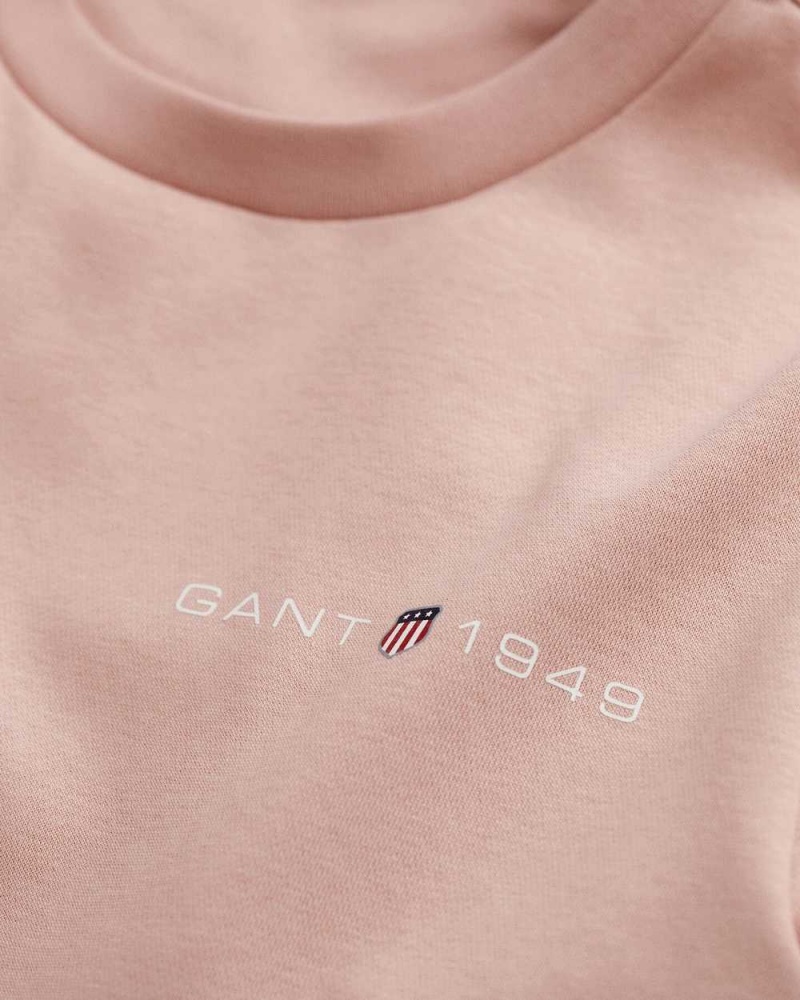 Gant Archive Shield Print Crew Neck Women's Sweatshirts Dusty Rose | YWRDK-9618