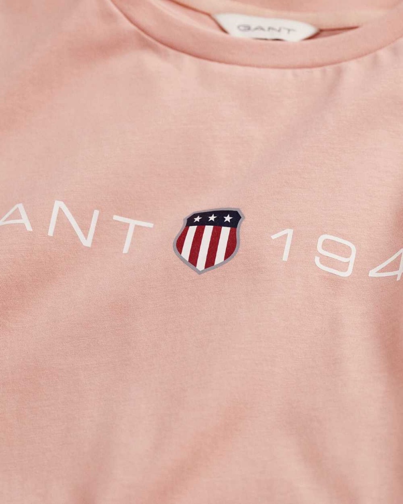 Gant Archive Shield Print Women's T-Shirt Dusty Rose | DUCAH-5918