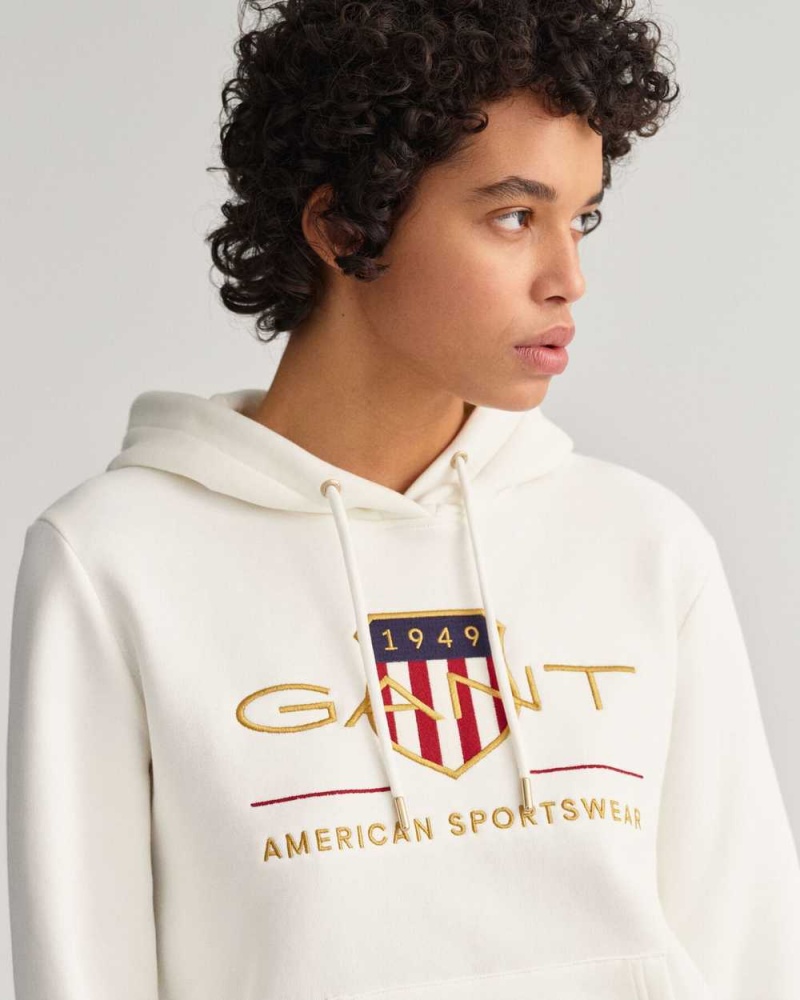 Gant Archive Shield Sweat Women's Hoodie Beige White | ZFKTS-3964