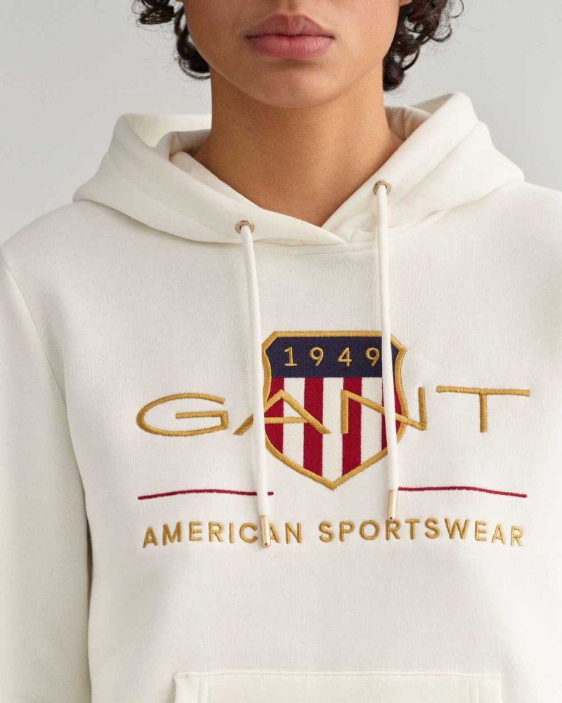 Gant Archive Shield Sweat Women's Hoodie Beige White | ZFKTS-3964