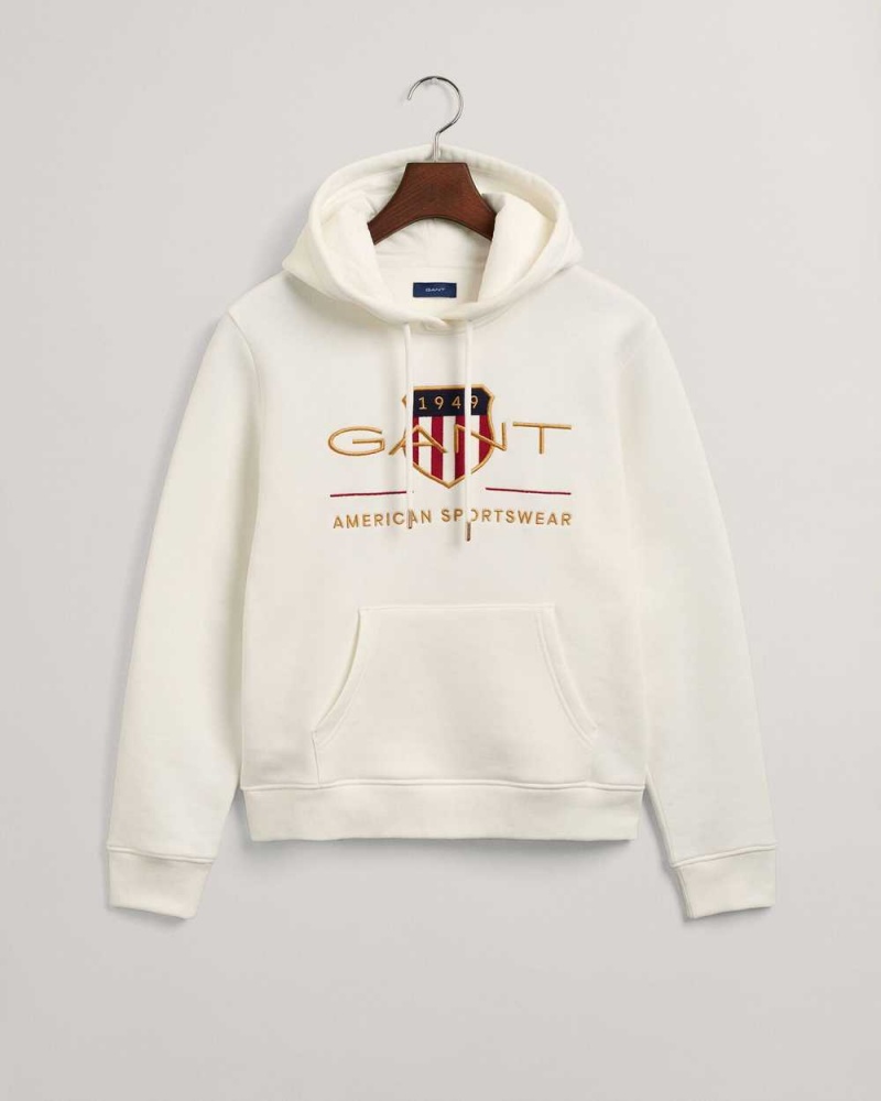 Gant Archive Shield Sweat Women's Hoodie Beige White | ZFKTS-3964