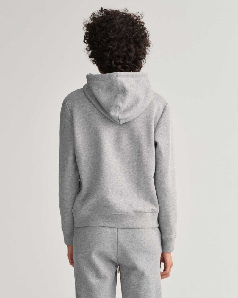 Gant Archive Shield Sweat Women's Hoodie Grey Melange | RMQWA-3081