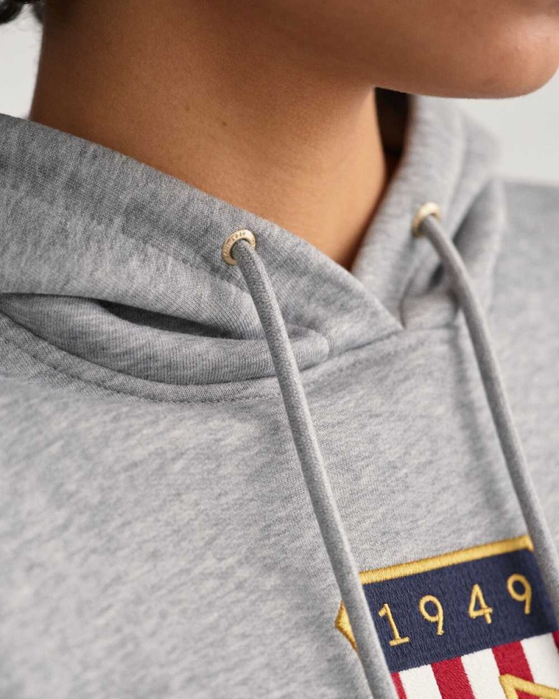 Gant Archive Shield Sweat Women's Hoodie Grey Melange | RMQWA-3081