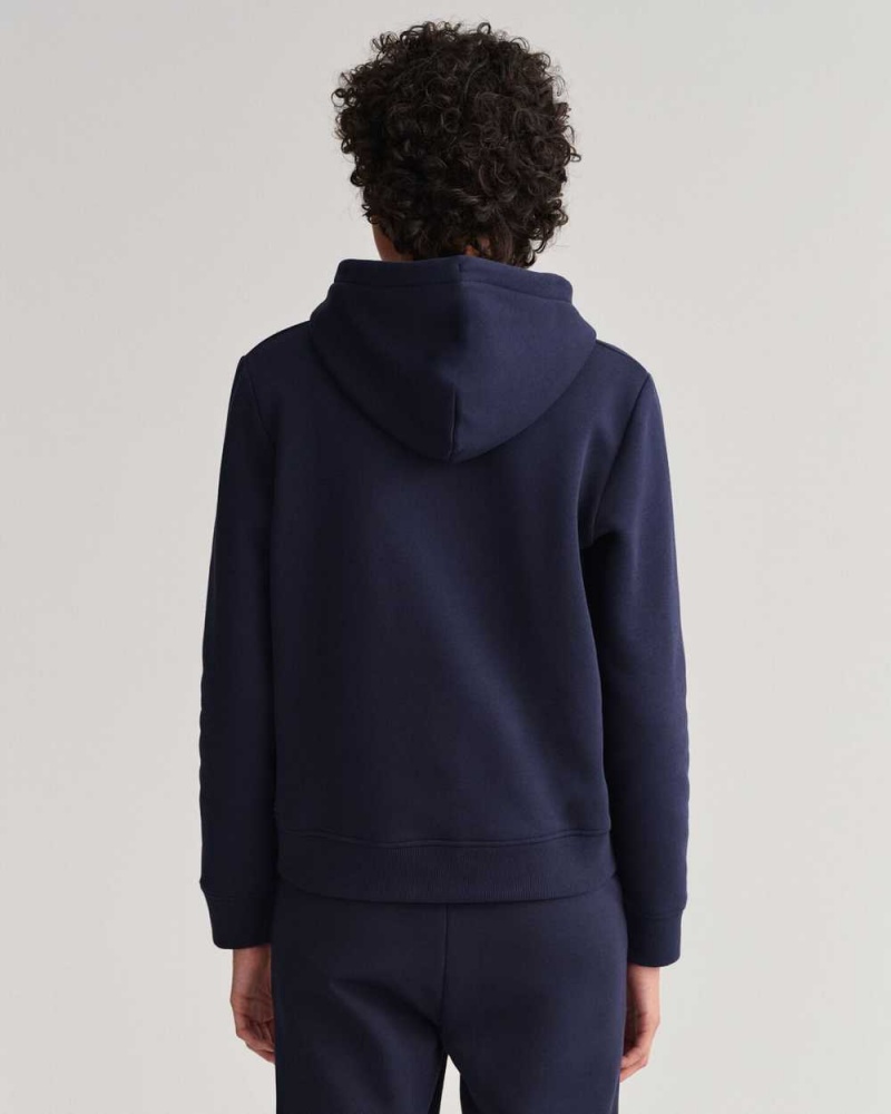 Gant Archive Shield Sweat Women's Hoodie Evening Blue | WVZFI-0759