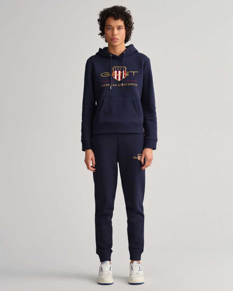 Gant Archive Shield Sweat Women's Hoodie Evening Blue | WVZFI-0759