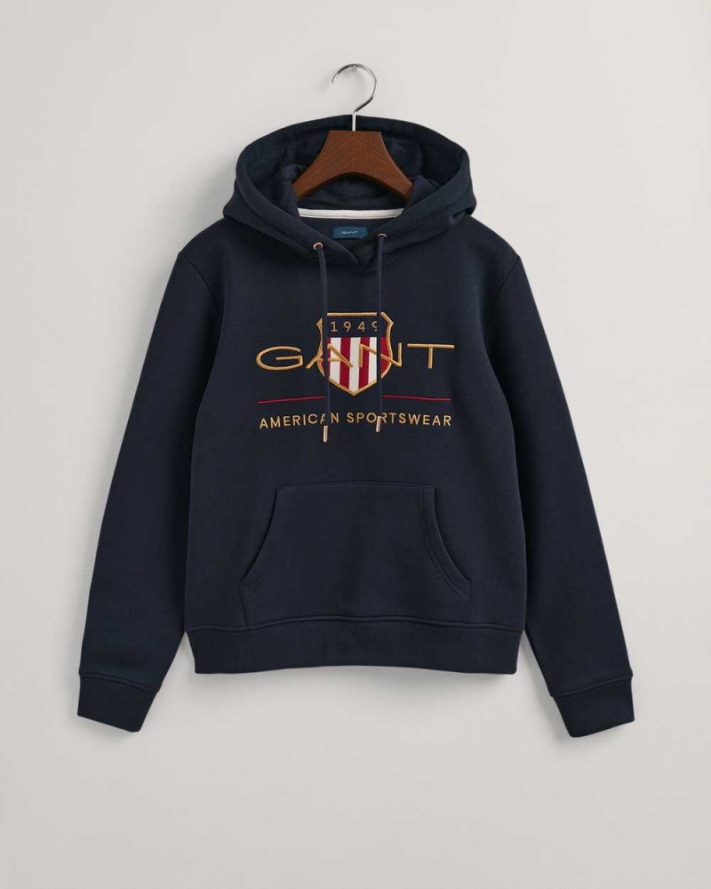 Gant Archive Shield Sweat Women's Hoodie Evening Blue | WVZFI-0759