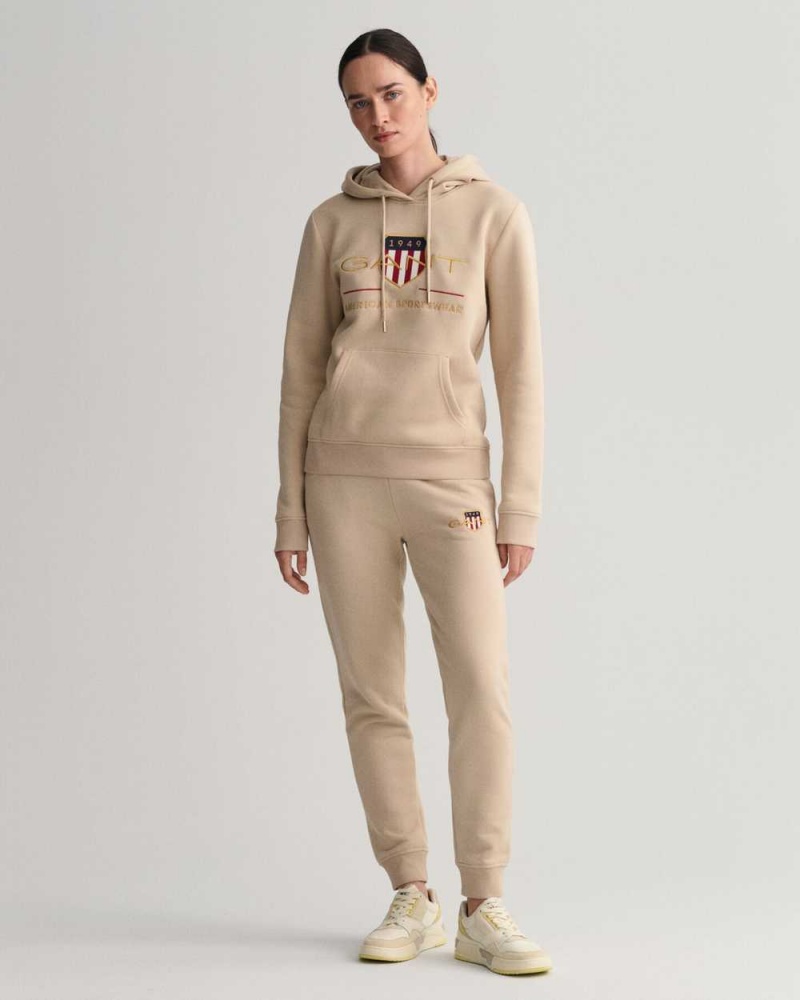 Gant Archive Shield Sweat Women's Hoodie Dry Sand | PMZEA-1426