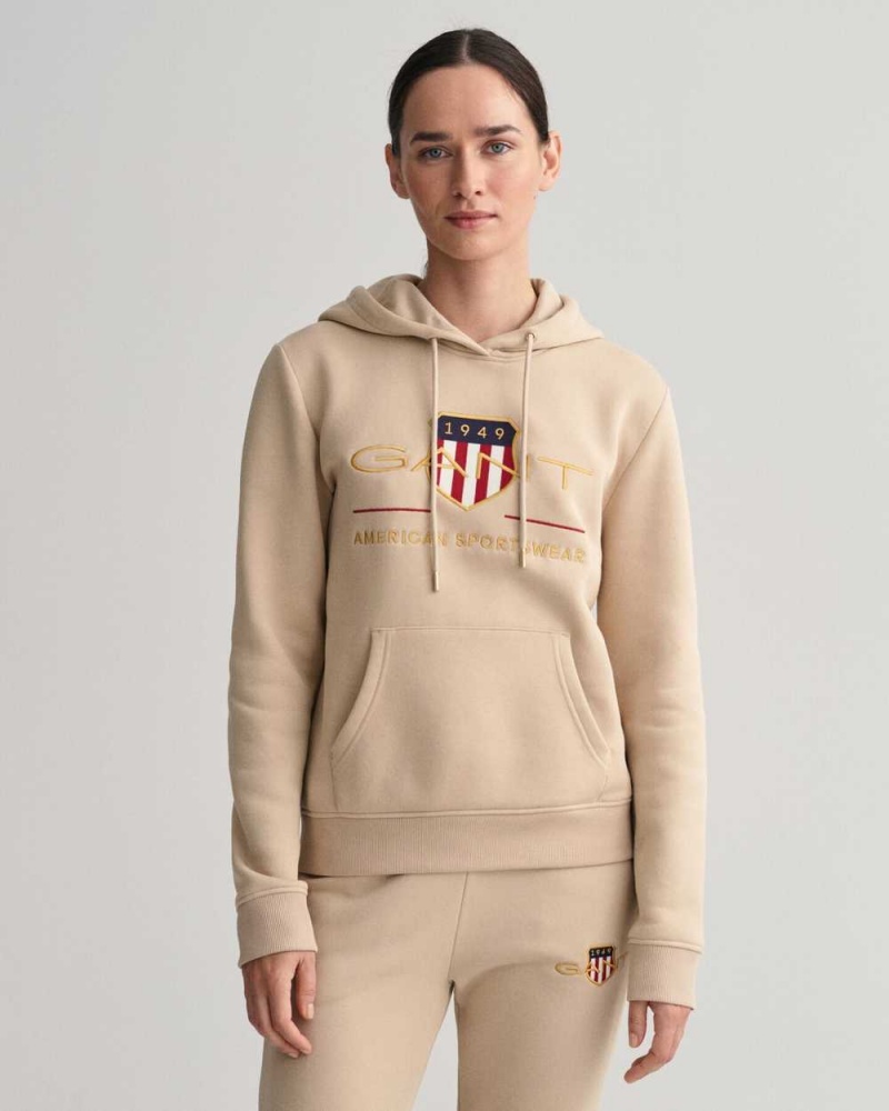 Gant Archive Shield Sweat Women\'s Hoodie Dry Sand | PMZEA-1426