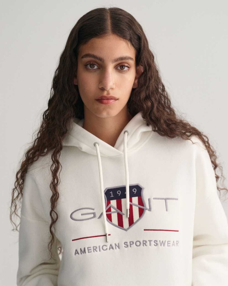 Gant Archive Shield Women's Hoodie Beige White | NQLXA-8319