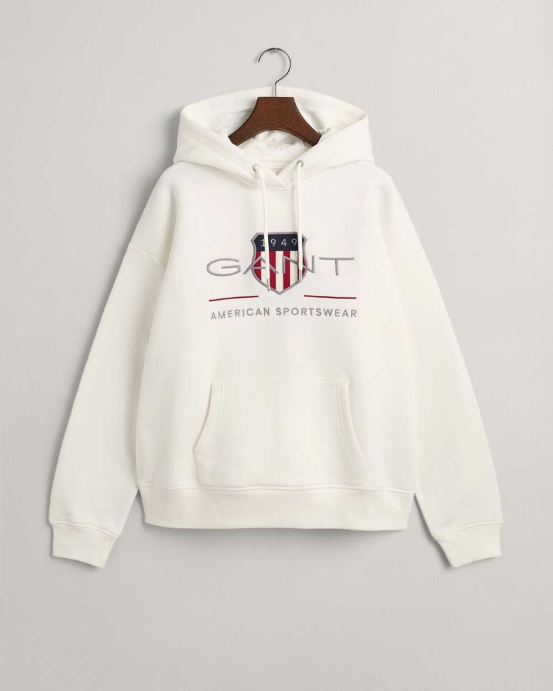 Gant Archive Shield Women's Hoodie Beige White | NQLXA-8319