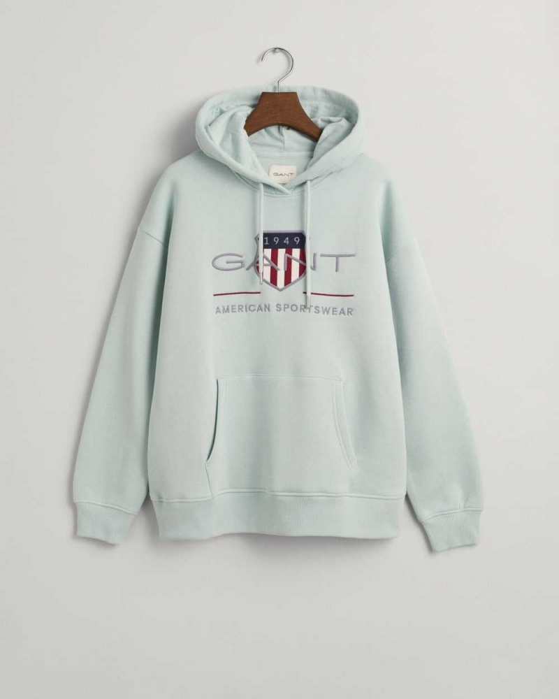 Gant Archive Shield Women\'s Hoodie Dusty Turquoise | KFNLH-0241