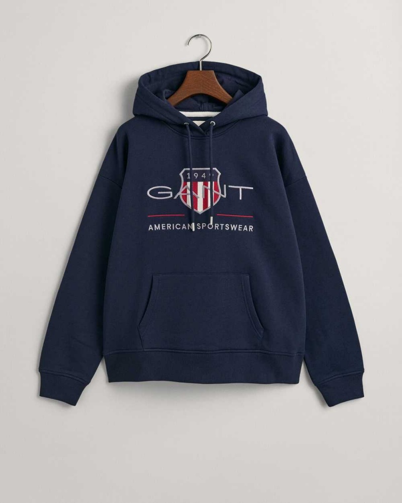 Gant Archive Shield Women's Hoodie Evening Blue | OIFYD-0367