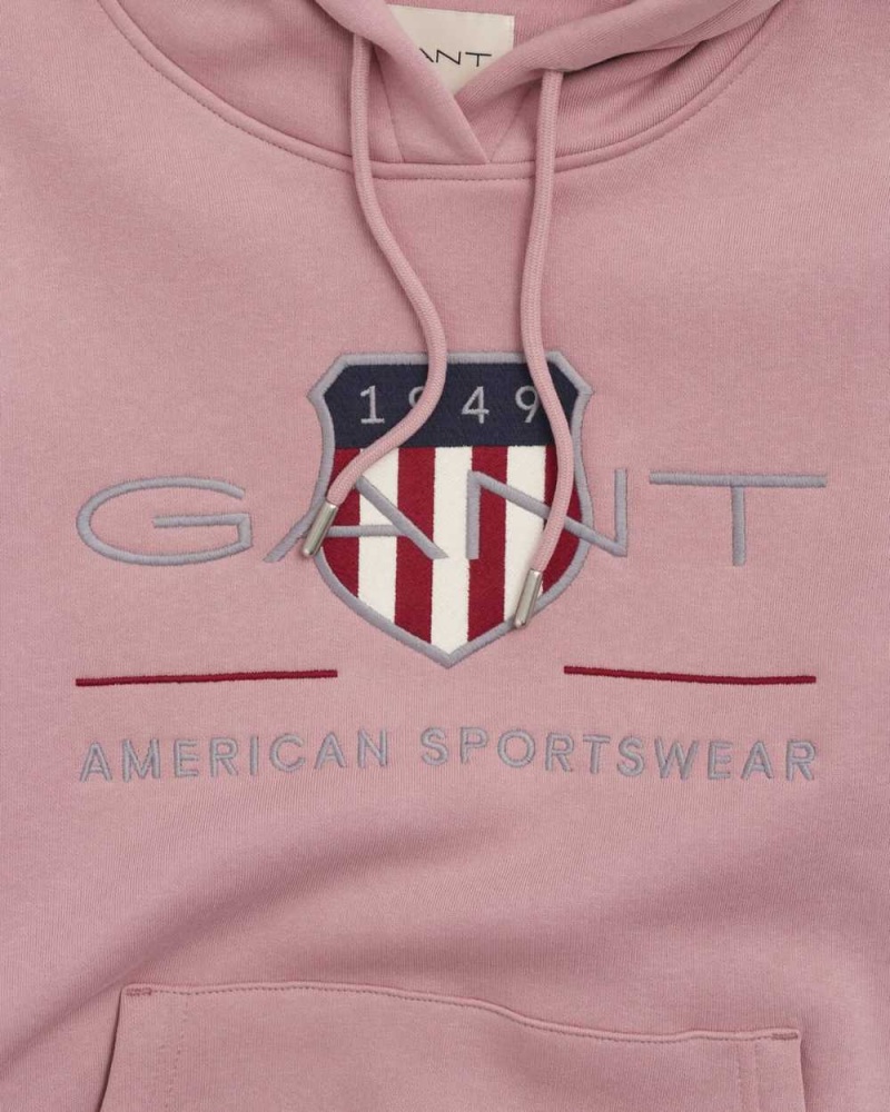 Gant Archive Shield Women's Hoodie Faded Pink Melange | FMJZT-1029