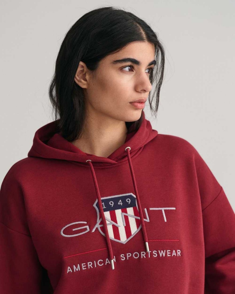 Gant Archive Shield Women's Hoodie Plumped Red | YAEKO-9834