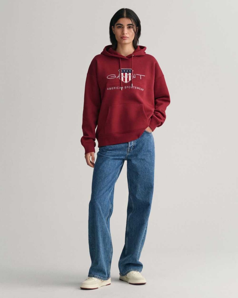 Gant Archive Shield Women's Hoodie Plumped Red | YAEKO-9834