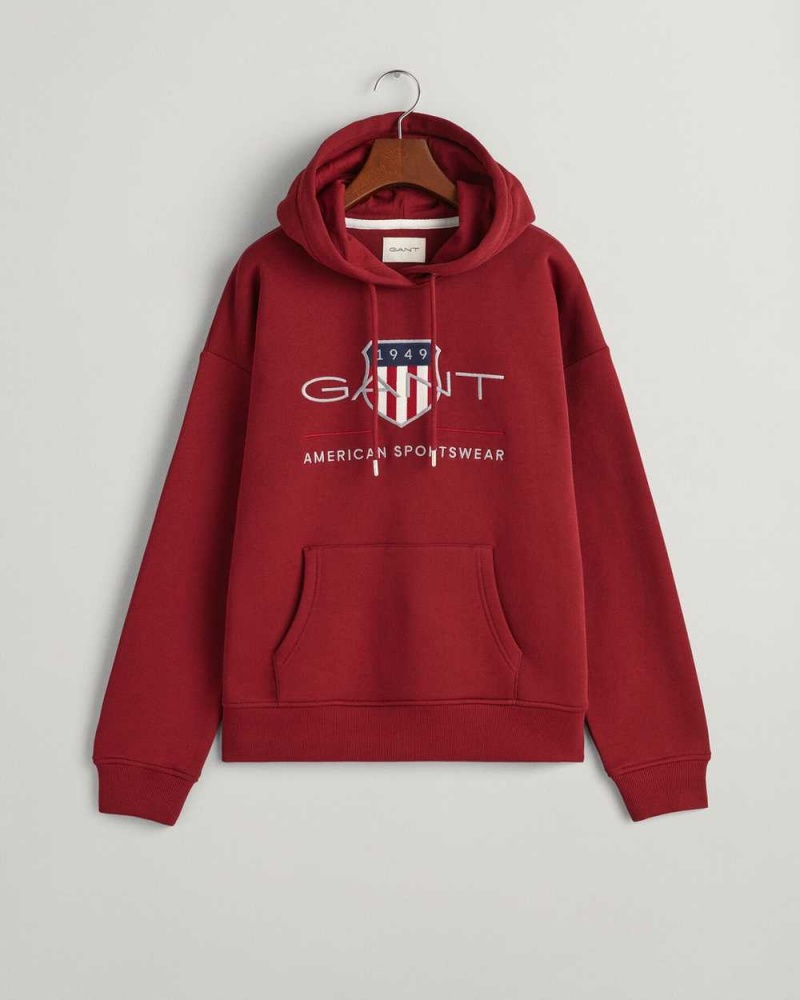 Gant Archive Shield Women's Hoodie Plumped Red | YAEKO-9834