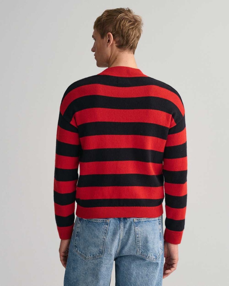 Gant Barstripe Crew Neck Men's Sweater Rich Red | HEKMY-7432