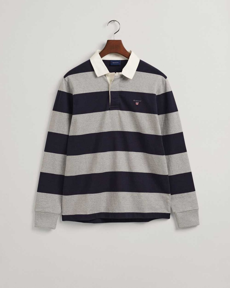 Gant Barstripe Heavy Rugger Men's Shirts Grey Melange | DRVEA-8940