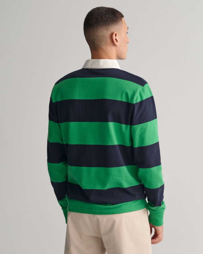 Gant Barstripe Heavy Rugger Men's Shirts Mid Green | ESWGU-1397