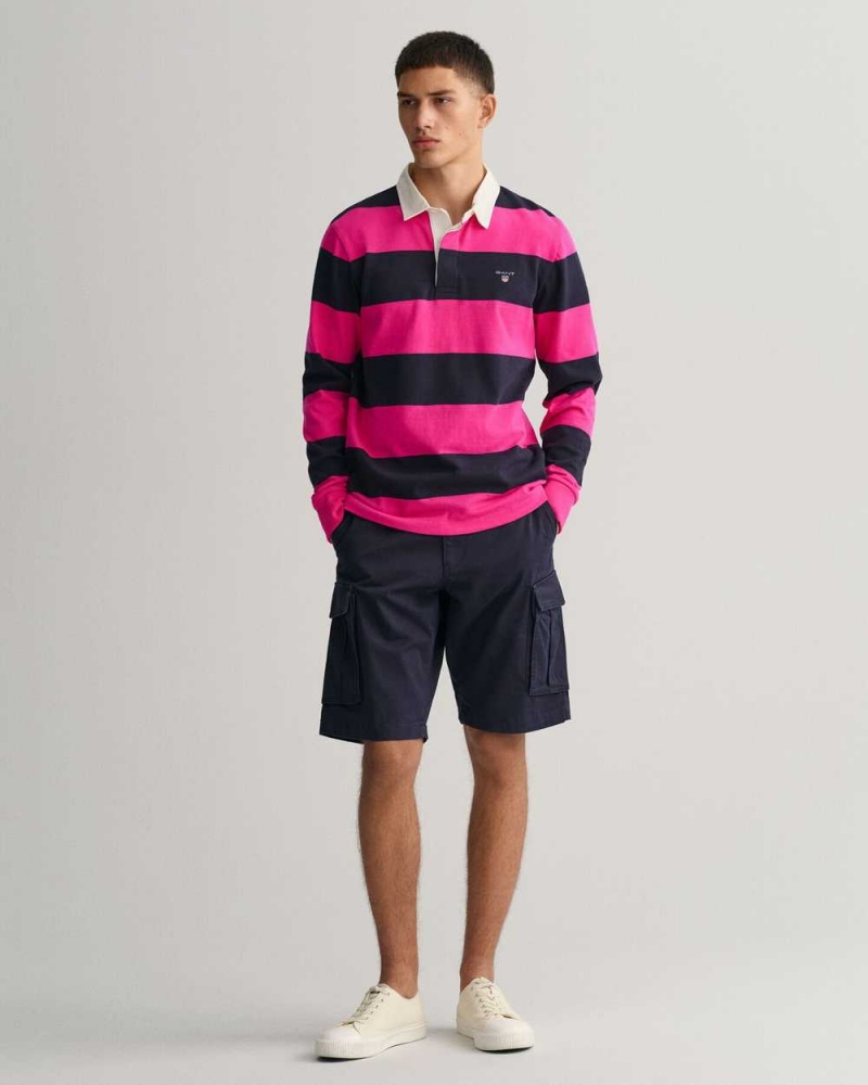 Gant Barstripe Heavy Rugger Men's Shirts Hyper Pink | VHSCA-4150