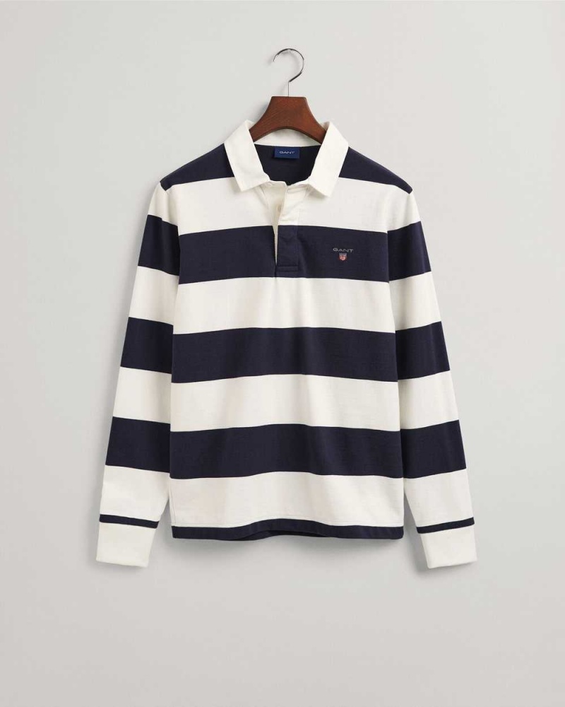 Gant Barstripe Heavy Rugger Men's Shirts Beige White | VLPBZ-0745