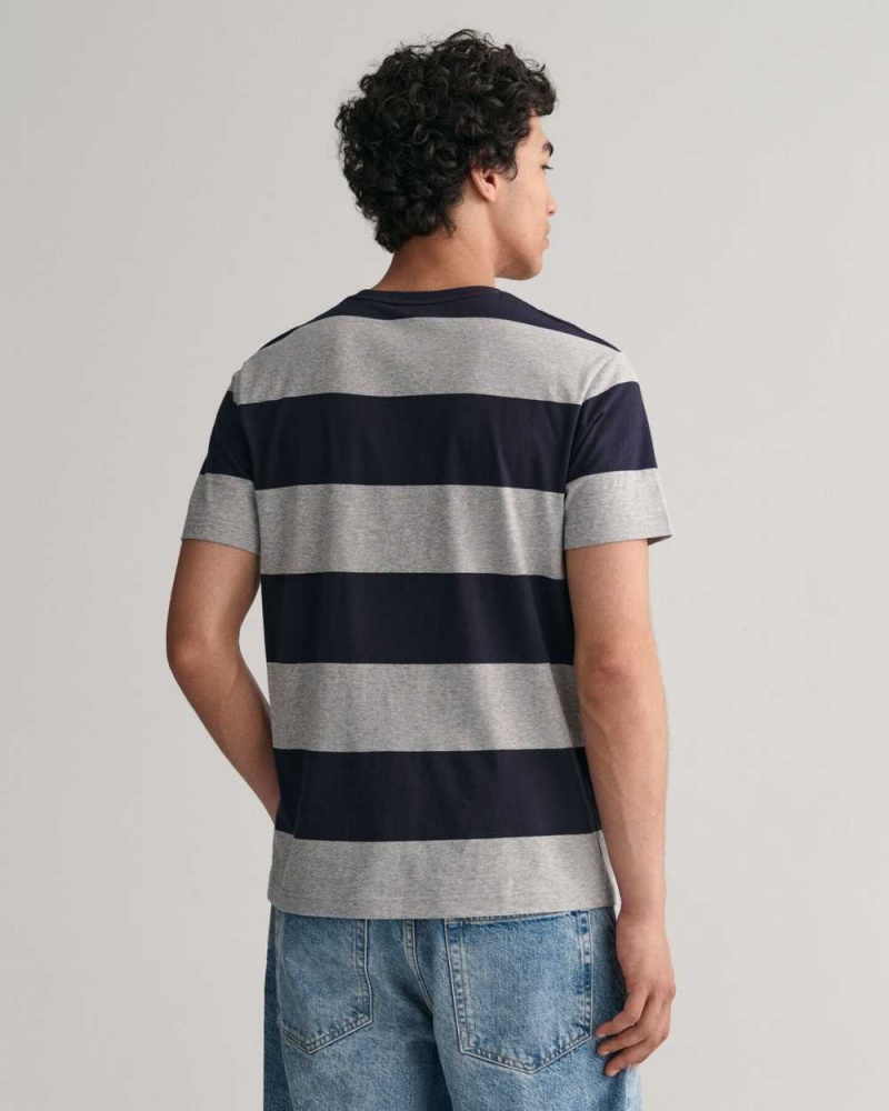 Gant Barstripe Men's T-Shirt Grey Melange | LWCEB-7653