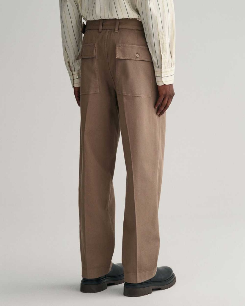 Gant Belted Pleated Men's Chino Pants Desert Brown | SMFKN-6309