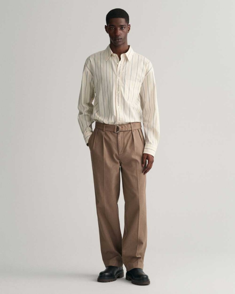 Gant Belted Pleated Men's Chino Pants Desert Brown | SMFKN-6309